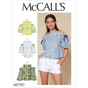 McCalls Sewing Pattern M7781 Blouse Shirt Top Cold Shoulder Miss Size 18W-24W